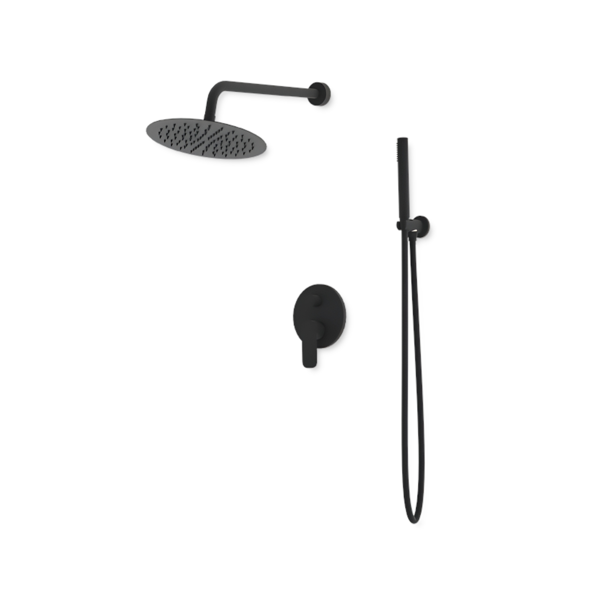 Système de douche Spark noir mat avec douche de pluie et douchette à main