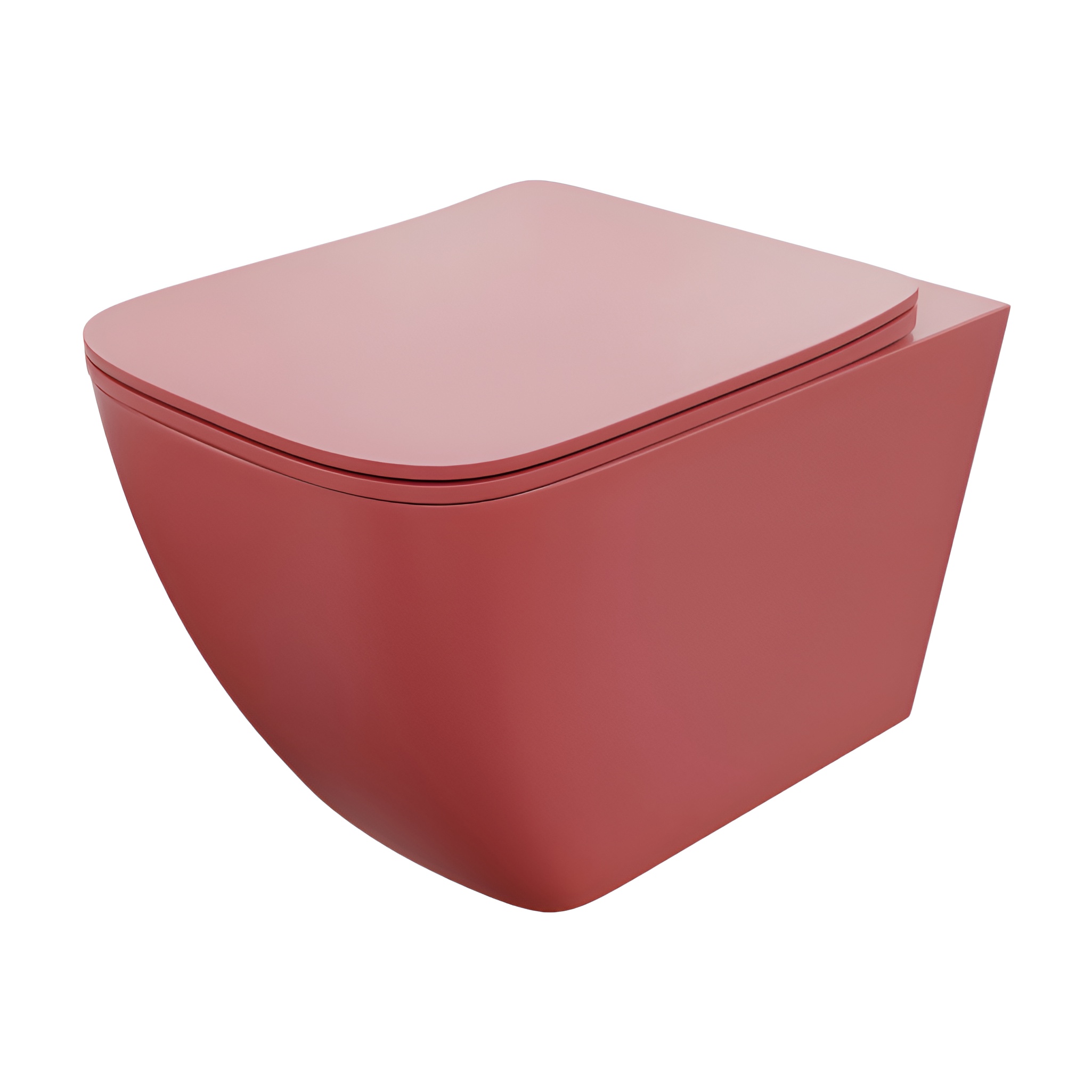 WC suspendu Onil Hot Pink en céramique rose avec abattant rose