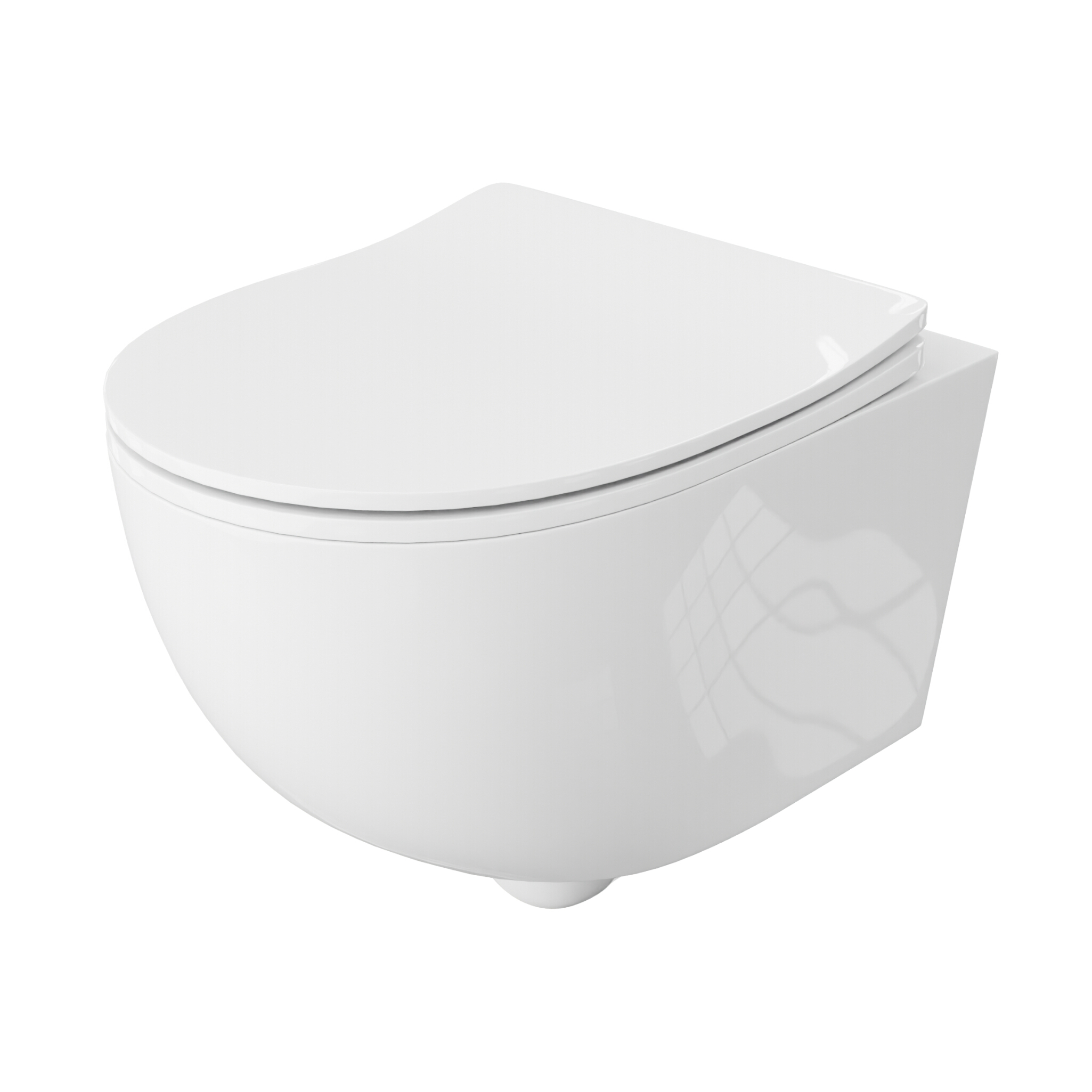 WC suspendu BRAVA – design sans bride avec abattant Slim et RIM+