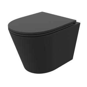 WC suspendu GALVE BLACK – noir mat, sans bride, avec abattant Slim Soft-Close - Image principale