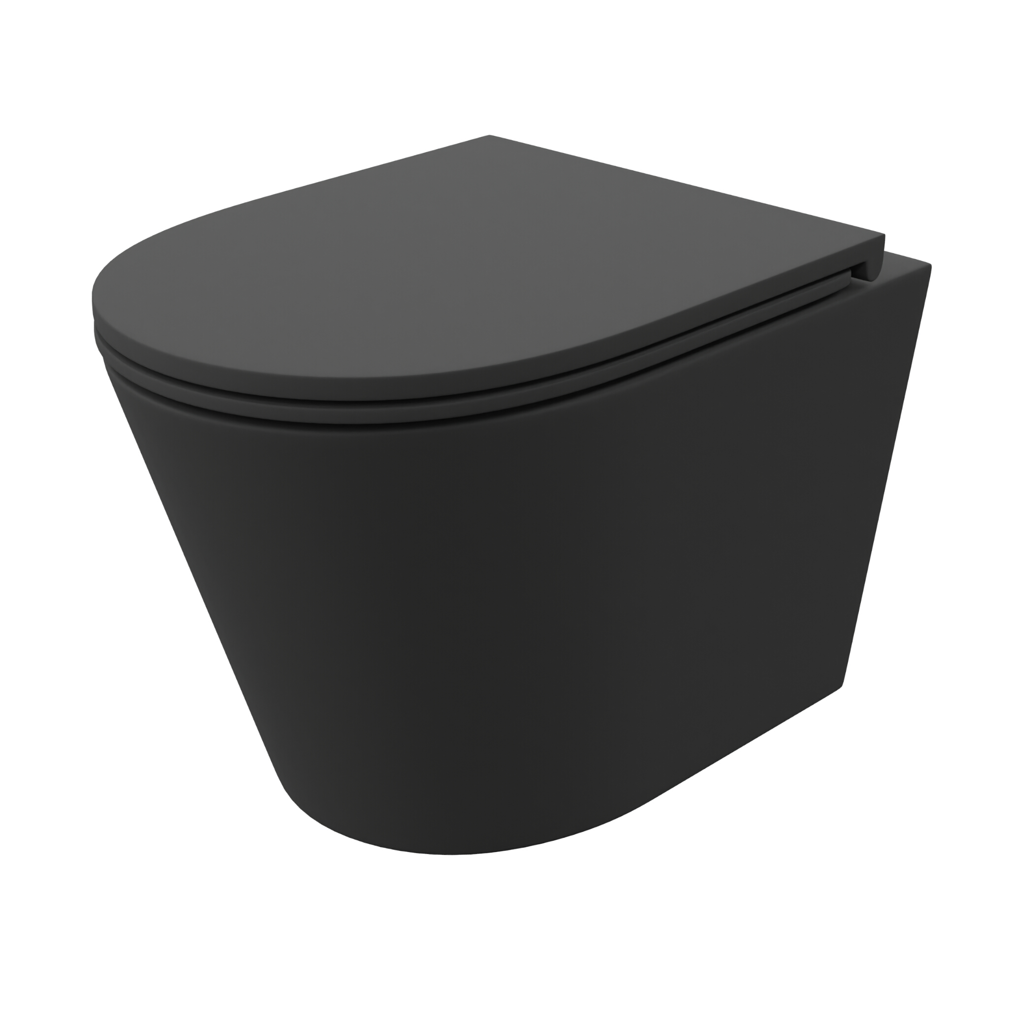 WC suspendu GALVE BLACK – noir mat, sans bride, avec abattant Slim Soft-Close