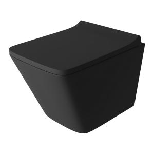 WC suspendu Lago Black, noir mat, sans bride, Softclose - Image principale