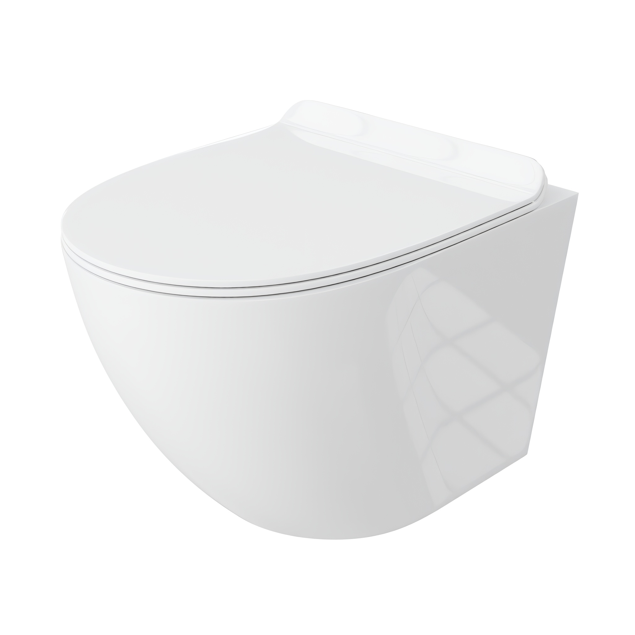 WC suspendu Lio Slim en céramique blanc brillant avec abattant blanc