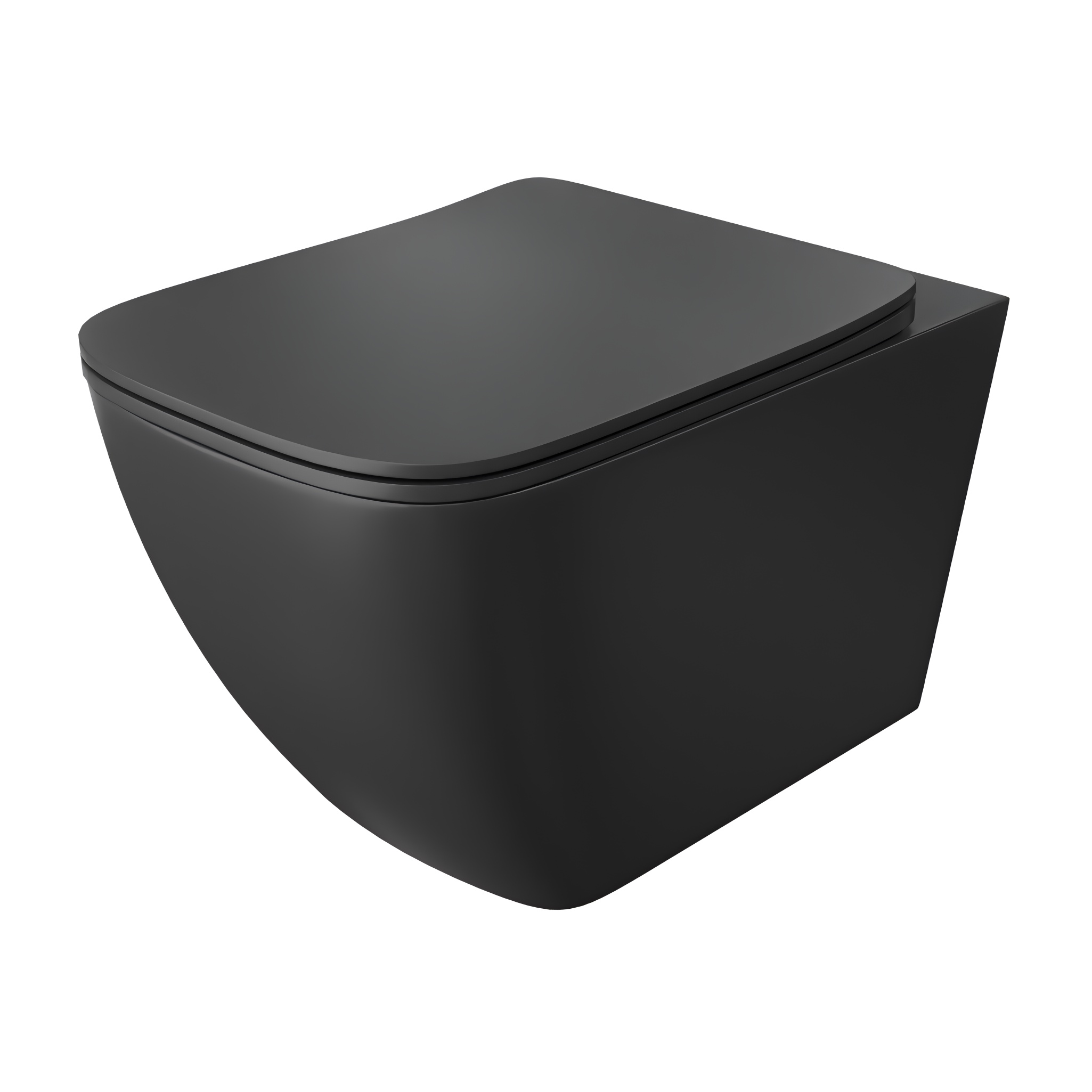 WC suspendu Onil Black – noir mat, sans bride avec abattant Slim
