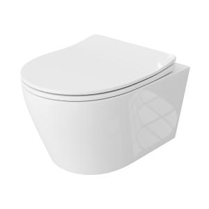 WC suspendu PRAIA – sans bride, blanc, avec abattant Slim SoftClose - Image principale